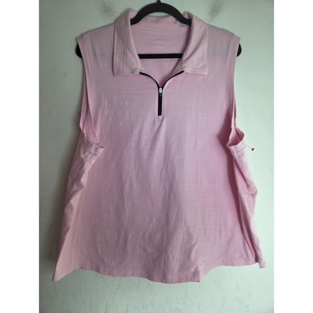 Talbots Pastel Pink Cotton Sleeveless 1/4 Zipper Polo Shirt size 3X